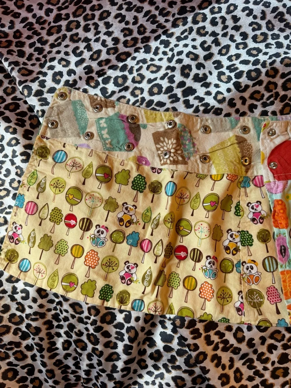 Colorful Owl & Floral Print Mini Skirt in Mint Green